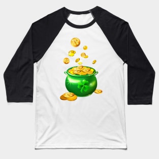 St. Patrick`s Day shiny green pot Baseball T-Shirt